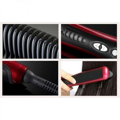Расческа-выпрямитель для объема и разглаживания волос Hair Straightener HQT-908 Щетка - утюжок для волос 2 в 1, Черный
