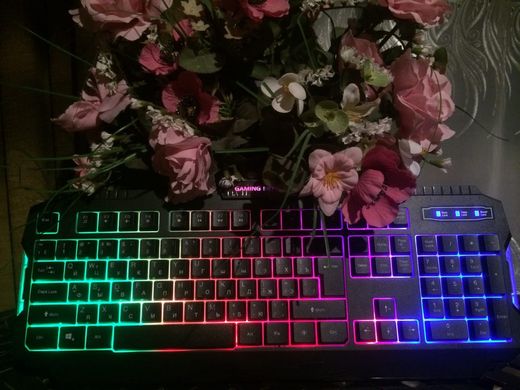 Дротова клавіатура з LED підсвічуванням KEYBOARD UKC HK-6300, 3 цвета