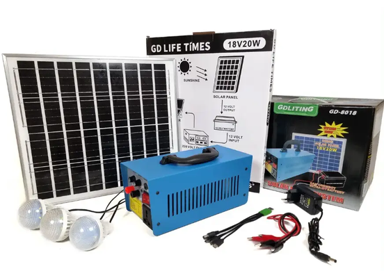 Сонячна система електропостачання GDLite GD-8018, Блакитний