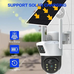 Уличная камера видеонаблюдения с двумя линзами 4G, V36-4G SOLAR / Вайфай камера от солнечной панели