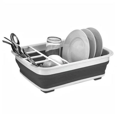 Сушка силіконова для посуду Benson BN-090 складна кухонна сушарка для посуду Бенсон, Бенсон, Бело-серый