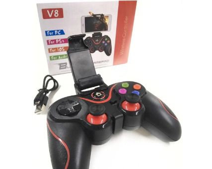 Беспроводной геймпад джойстик для мобильного телефона игровой Wireless Controller V8 Pro Черный + USB кабель, Черный