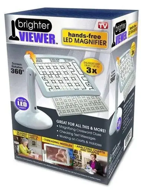 Настольная универсальная лупа с подсветкой Brighter Viewer Hands с увеличением 3х, Белый
