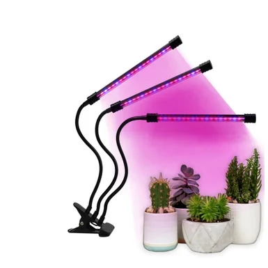 Гнучка настільна ультрафіолетова світлодіодна лампа для рослин на 3 головки
