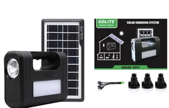 Станція зарядна портативна GDLITE GD-8017 Smart з 3 лампами та сонячною панеллю
