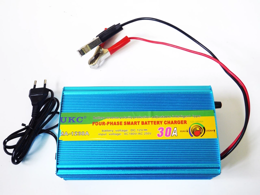 Зарядное устройство автомобильное для аккумулятора сетевое Battery Charger UKC MA-1230A 30A, Голубые
