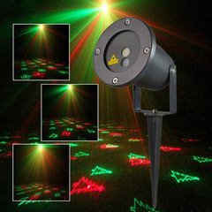 Лазерный проектор-освещения STAR SHOWER RG12 с пультом, уличный проектор с металлическим корпусом, Черный
