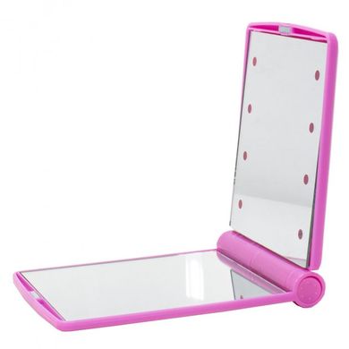 Карманное зеркало Travel Mirror Pink с LED подсветкой на 8 светодиодов раскладное, Голубой/розовый
