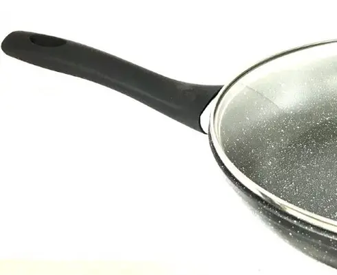 Сковорода антипригарне мармурове покриття з кришкою BN-492 (26см), Черный