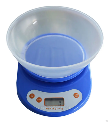 Електронні кухонні ваги з чашею до 5 кг, Ваги кухонні ACS KE1 до 5kg, Блакитний