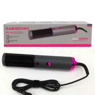 Расческа-выпрямитель для волос Фен-щетка 3 в 1 для укладки - Ramindong RD-158, Серебристый