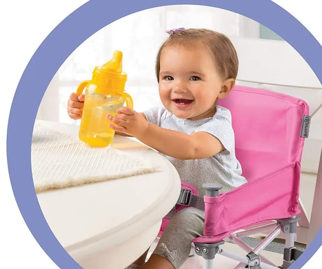 Складной тканевый стул для кормления Baby seat Pro, детский стул с алюминиевыми ножками, Тёмно-серый