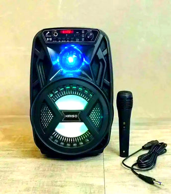 Портативная колонка-чемодан Kimiso QS-3603 6,5" беспроводная Bluetooth с караоке аккумуляторная с подсветкой, Черный