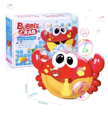 Дитяча іграшка для купання у ванній кімнаті на присосках BUBBLE CRAB краб з музикою пускає мильні бульбашки на батарейках Червоний, Червоний