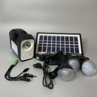 Фонарь аккумуляторный PowerBank GDLite GD3 с солнечной панелью и 3 лампами, Черный