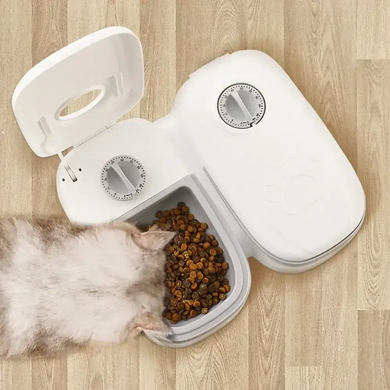 Кормушка автоматическая для домашних животных умный дозатор с таймером для кошек и собак MA-6, Белый