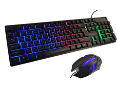 Комплект проводная клавиатура и мышка с LED подсветкой KEYBOARD UKC HK-6300, 3 цвета