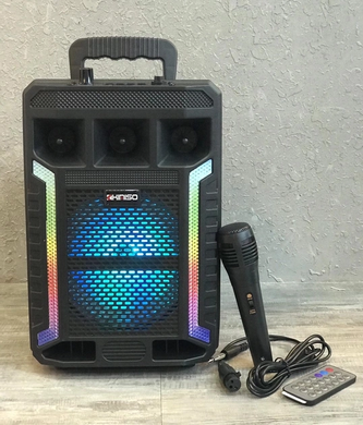 Портативная колонка Kimiso QS-627 с микрофоном и светомузыкой, Черный