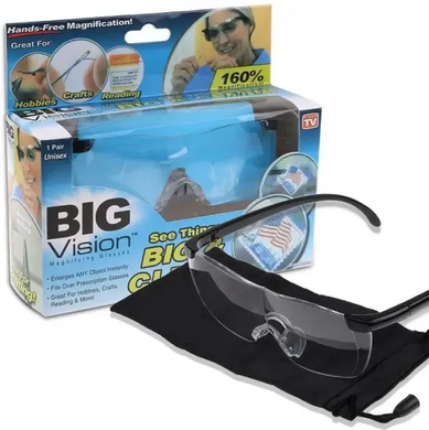 Очки лупа Big Vision 160% для чтения и шитья, Увеличительные очки-лупа для рукоделия Биг Вижн, Черный