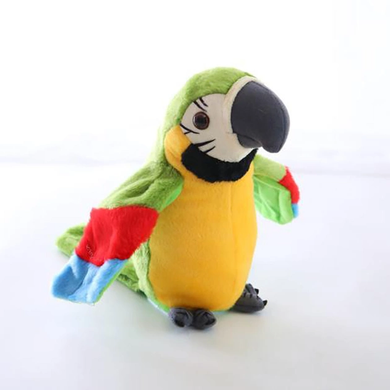 Интерактивная игрушка-повторюшка Попугай Parrot Talking Зелёный / Мягкая игрушка Говорящий Попугай, Зелёный