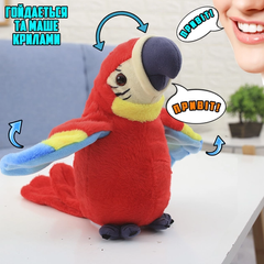 Интерактивная игрушка-повторюшка Попугай Parrot Talking Красный / Мягкая игрушка Говорящий Попугай