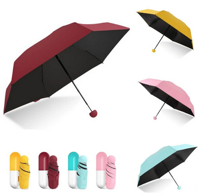 Дизайнерский карманный капсульный мини-зонт Capsule Umbrella-mini Designer All Seasons, Black/Yellow, Разные цвета